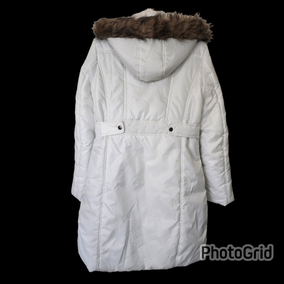 Suzy Shier, White, Mid Length, Hooded Winter jacket - Picture 2 of 6